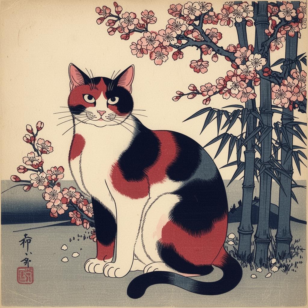 Ukiyo-e cat portrait 2